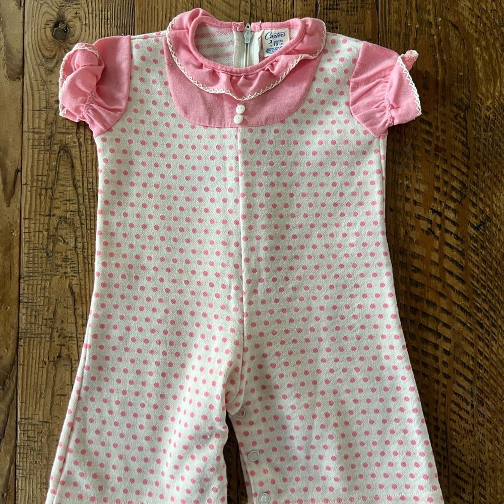 Carter's Pink and White Polka Dot Romper